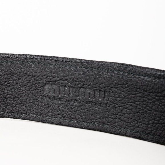 Miu Miu Burn Out Velvet Black Gold Brocade Belt With Gold Studded Buckle, Size S - Picture 6 of 7